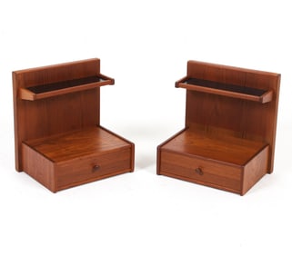 PAIR DANISH TEAK FLOATING NIGHTSTANDS C. 1960