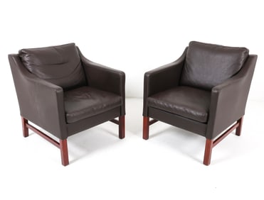 SKIPPER MOBLER DANISH LEATHER CLUB CHAIRS C. 1970S