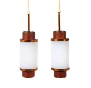 ATTR. JO HAMMERBORG COPPER & TEAK PENDANT LIGHTS