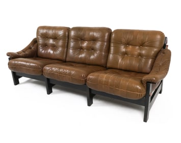 SCANDINAVIAN TUFTED LEATHER SOFA C. 1970S