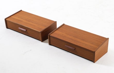 PAIR DANISH TEAK FLOATING NIGHTSTAND SHELVES 1960S