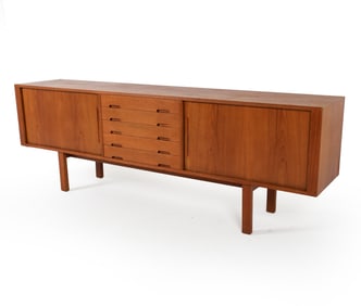 MID-CENTURY DANISH TEAK TAMBOUR SIDEBOARD C. 1960S