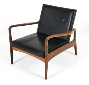 DANISH TEAK & LEATHER LOUNGE CHAIR C. 1960S