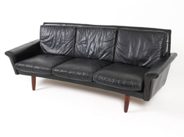 H. W. KLEIN STYLE DANISH BLACK LEATHER SOFA