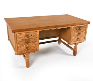 HENNING KJAERNULF DANISH OAK WRITING DESK C. 1970S