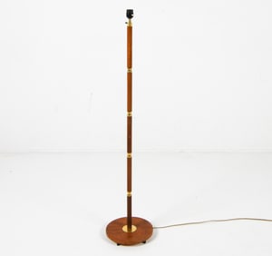 E. S. HORN DANISH TEAK & BRASS FLOOR LAMP C. 1960S