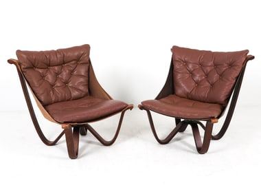 PAIR OF GEORG THAMS LEATHER EASY CHAIRS