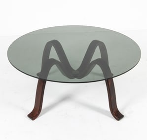 GEORG OTTO THAMS BEECH & GLASS COFFEE TABLE