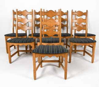 (8) KAJERNULF STYLE DANISH OAK DINING CHAIRS 1970S
