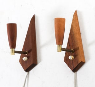 PAIR OF DANISH TEAK SCONCES C. 1960S