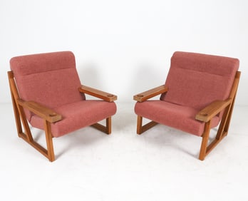 ATTR. VAGN FUGLSANG PINE & WOOL LOUNGE CHAIRS