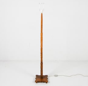 DANISH CARVED OAK FLOOR LAMP C. 1970S