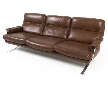ARNE NORELL STYLE LEATHER & STEEL SOFA C. 1960S