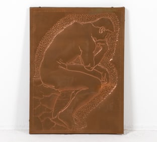 VINTAGE THINKER' EMBOSSED COPPER WALL SCULPTURE