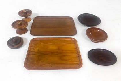 DANISH TEAK TRAY & BOWL GROUPING C. 1970S