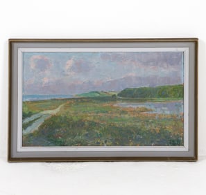 MID-CENTURY DANISH LANDSCAPE O/B PAINTING