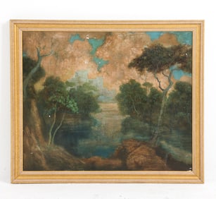 ANTIQUE 19TH C. LANDSCAPE PAINTING O/C