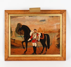 S. STRODE (19TH C.) GENERAL & HORSE PORTRAIT 1857