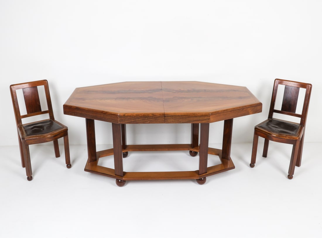 ATTR. FRANCIS JORDAIN DINING TABLE W/ (2) CHAIRS (1 of 19)