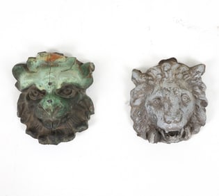 ANTIQUE ZINC & COPPER LION ARCHITECTURAL ELEMENTS