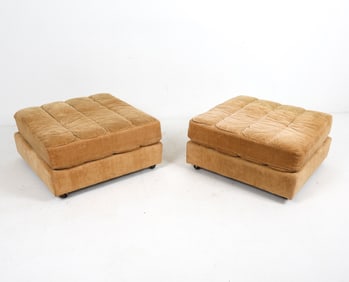 PAIR OF ROCHE BOBOIS VELOUR OTTOMANS