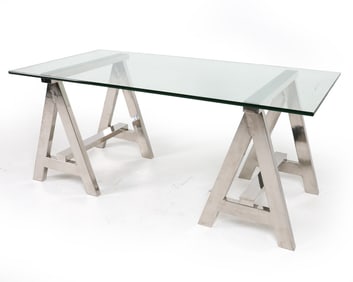 RALPH LAUREN CHROME & GLASS DESK
