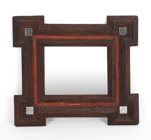 VINTAGE TRAMP ART FRAME MIRROR