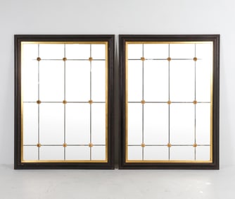 PAIR FRENCH STYLE SEGMENTED PANEL MIRRORS