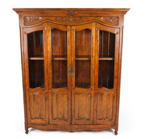 FRENCH LOUIS XV STYLE WALNUT BREAKFRONT CABINET