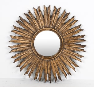 LARGE GILT CONVEX SUNBURST MIRROR