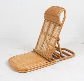 ADJUSTABLE FOLDING BAMBOO CANED RECLINER