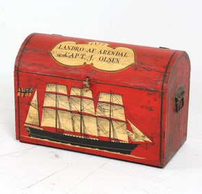 VINTAGE PAINT DECORATED PINE TRUNK