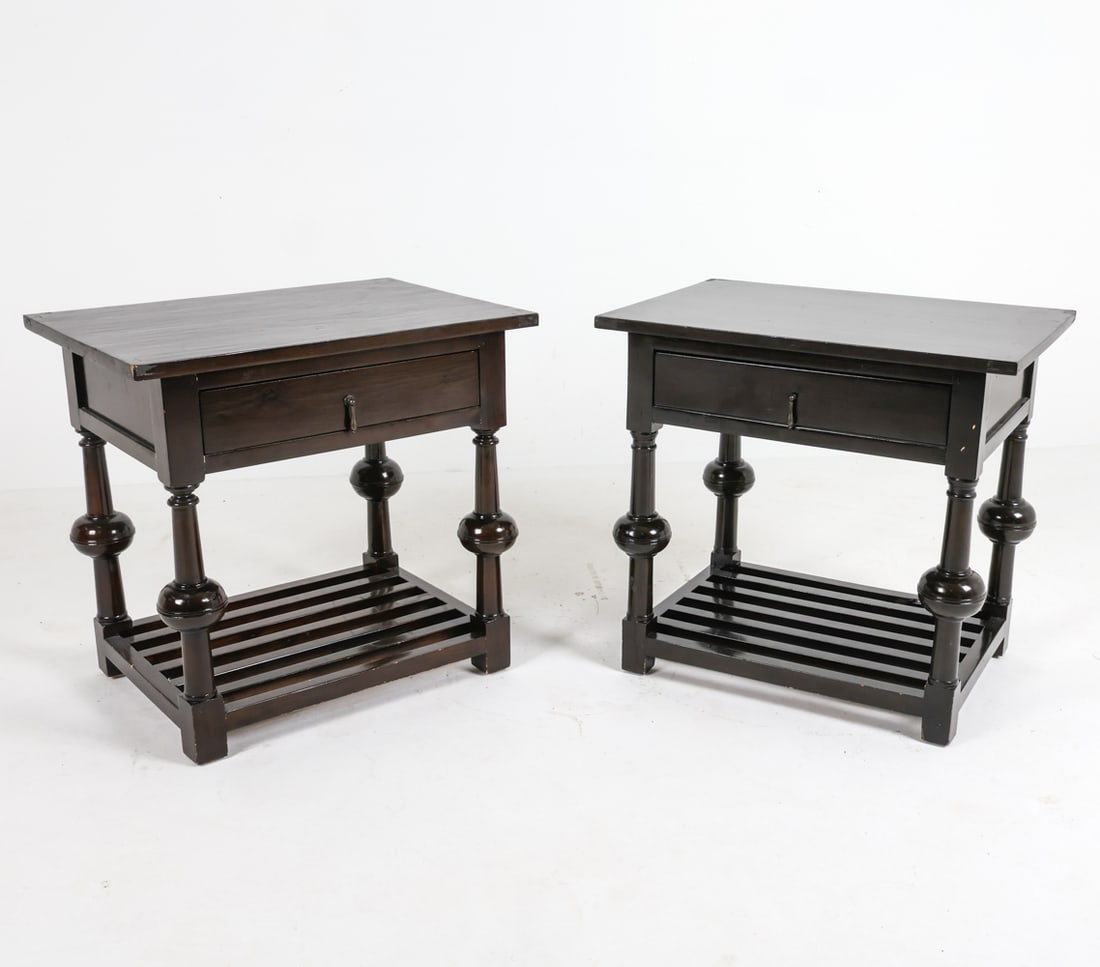 PAIR OF CONTEMPORARY MAHOGANY SIDE TABLES (1 of 14)