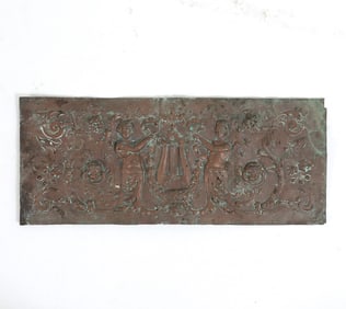 ANTIQUE ARCHITECTURAL COPPER RELIEF PLATE
