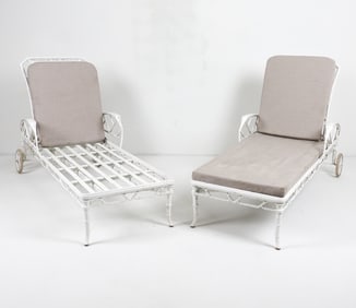 PAIR JORDAN BROWN CALCUTTA CHAISE LOUNGES