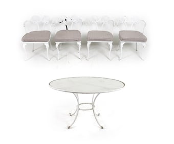 VINTAGE CAST ALUMINUM OUTDOOR CHAIRS & PATIO TABLE