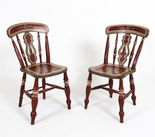 PAIR VINTAGE SWEDISH PAINTED CHAIRS