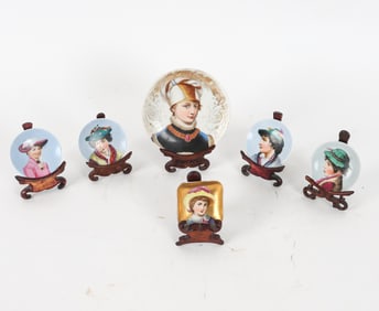 FRENCH MINIATURE CERAMIC PORTRAIT PLATE GROUP