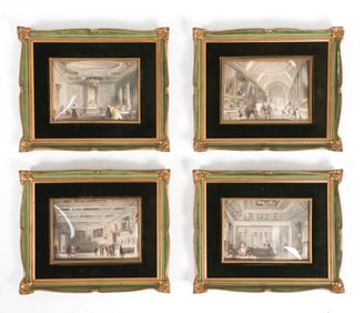 AFTER THOMAS ALLOM FRENCH INTERIOR PRINTS 19TH C.