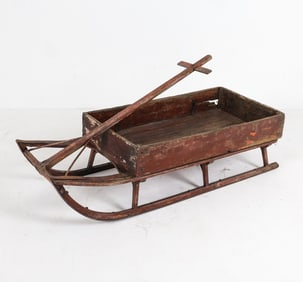 ANTIQUE PAINTED OAK SLEIGH