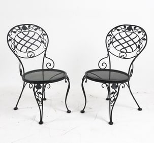 PAIR OF WOODWARD WROUGHT IRON CHAIRS