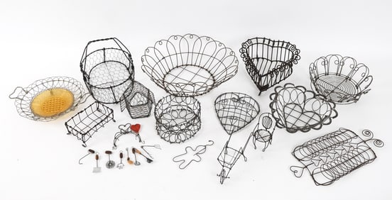 DECORATIVE WIRE BASKETS GROUPING