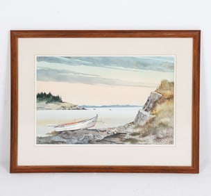 JACK GARVER (1925-2021) SHORELINE WATERCOLOR