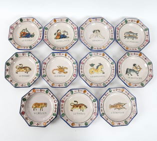 20TH CENTURY FRENCH ZODIAC CERAMIC PLATE GROUPING