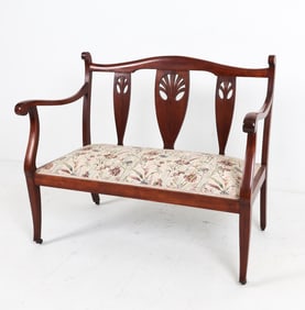 CHIPPENDALE STYLE WALNUT CHAIRBACK SETTEE