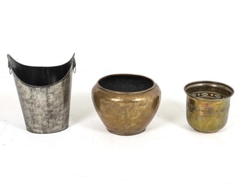 VINTAGE METAL & BRASS BUCKET GROUPING