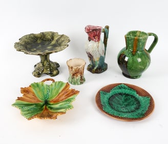 ANTIQUE MAJOLICA GROUPING