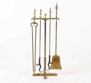 VINTAGE BRASS FIREPLACE TOOLS