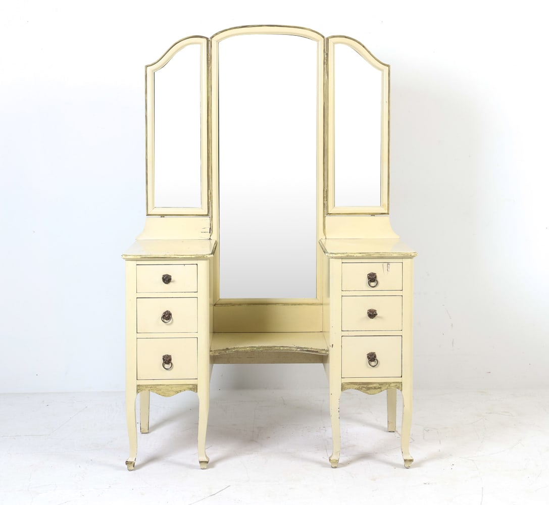 ANTIQUE VANITY W/ TRIFOLD MIRROR C. 1920S (1 of 20)