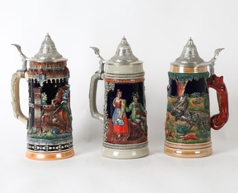 GROUPING OF GERZ GERMAN BEER STEINS